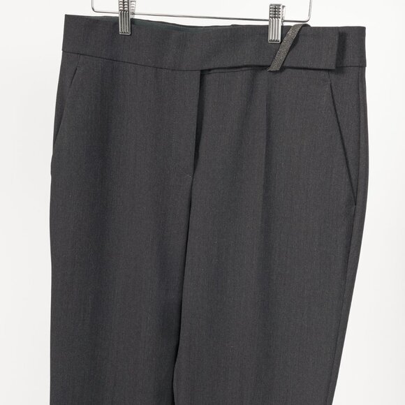 Brunello Cucinelli SS/21 Grey Wool-Blend Monili-Bead Trousers - Picture 3 of 14